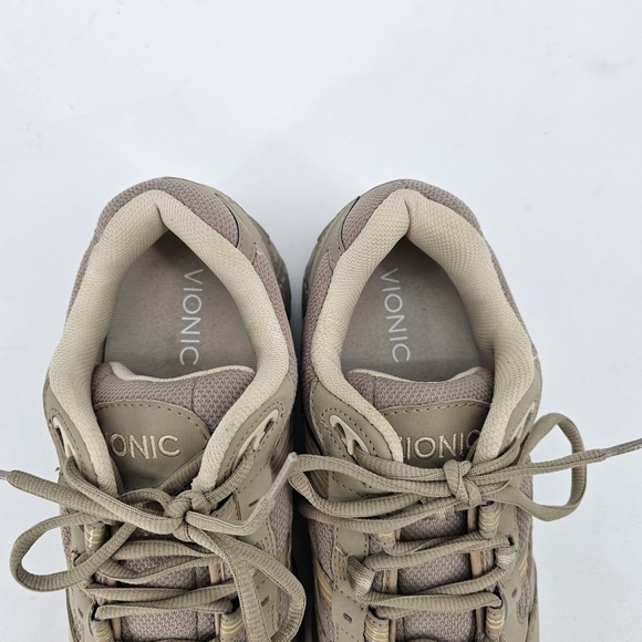 Vionic Womens Beige Tan Khaki Leather Mesh Walker Sneaker Womens Size US 9 - Picture 5 of 12